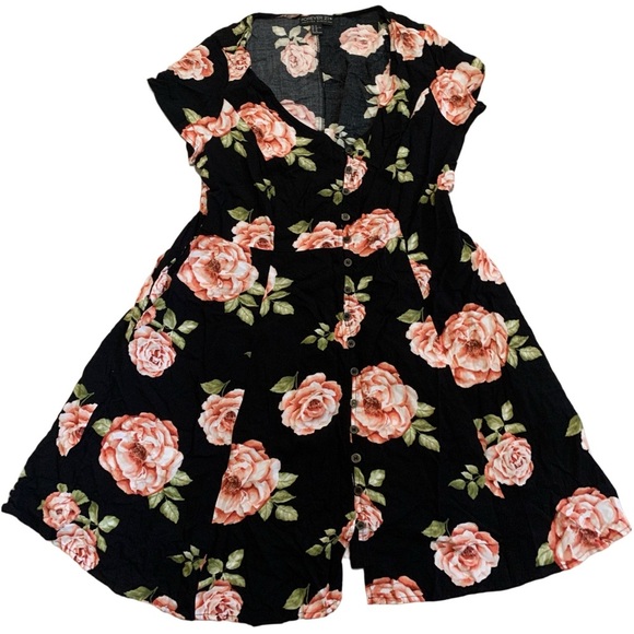 Forever 21+ Plus Size Floral Wrap-Style Mini Dress 1X - Picture 1 of 5